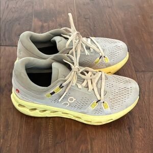 On Running Women's Sneakers in Light Gray and Soft Yellow